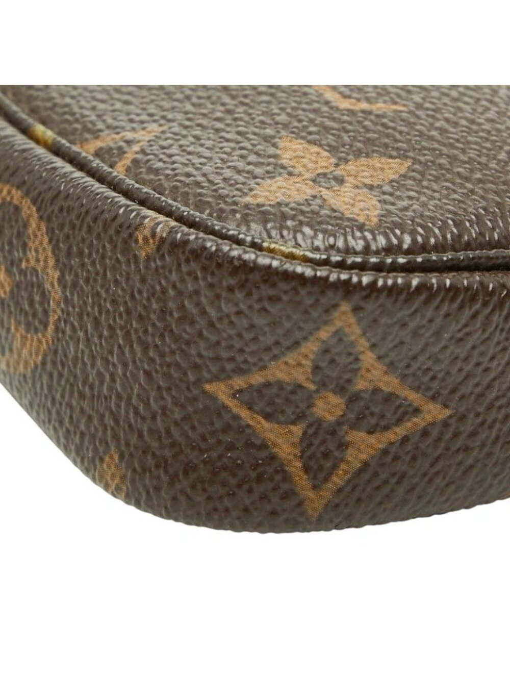 Louis Vuitton Monogram Mini Pochette Mini Handbag Pouch Brown Leather - Picture 6 of 10